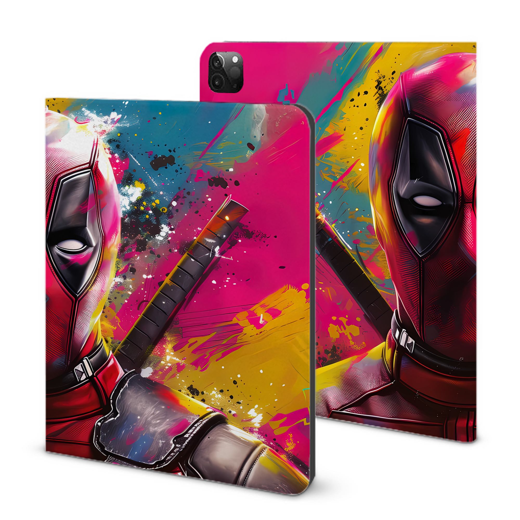 （画像用） Deadpool デッドプール IPadケース ペンホルダー付き ブックスタイルデザイン